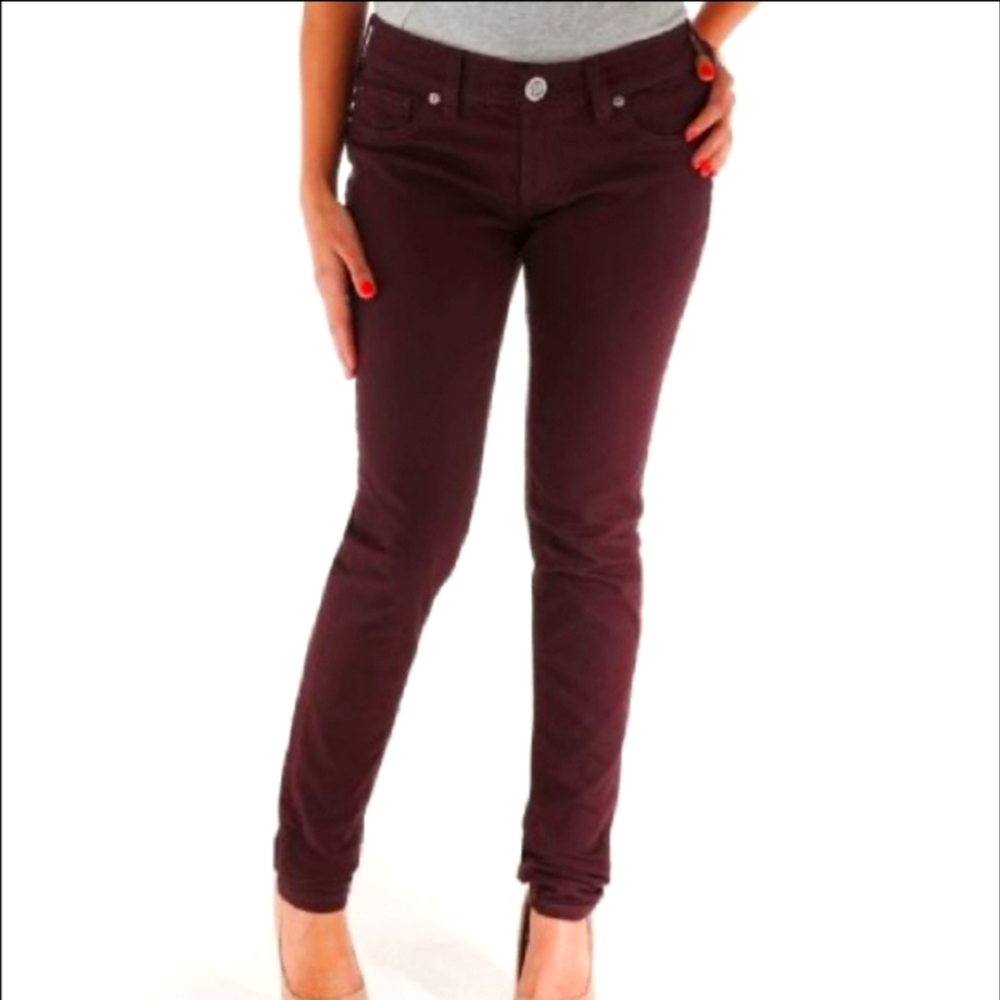 Bootlegger Paradise Womens Burgundy Coloured Skinny Jeans 32Wx33L